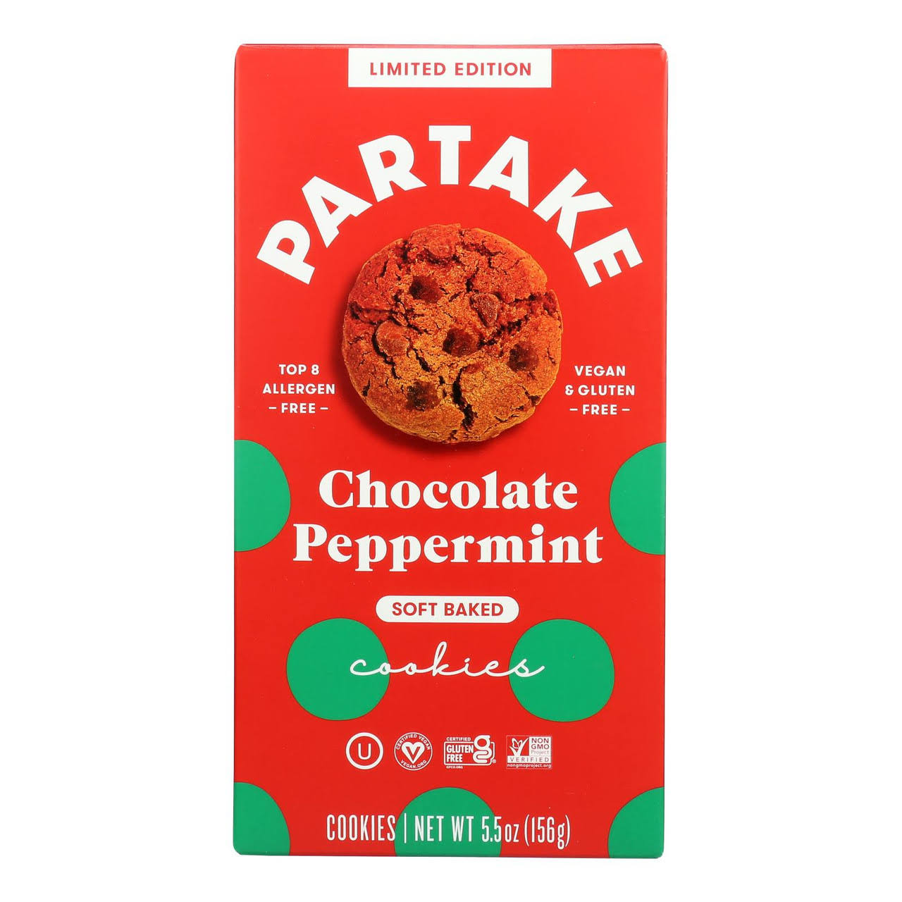Partake Cookies, Chocolate Peppermint, Soft Baked, - 5.5 oz
