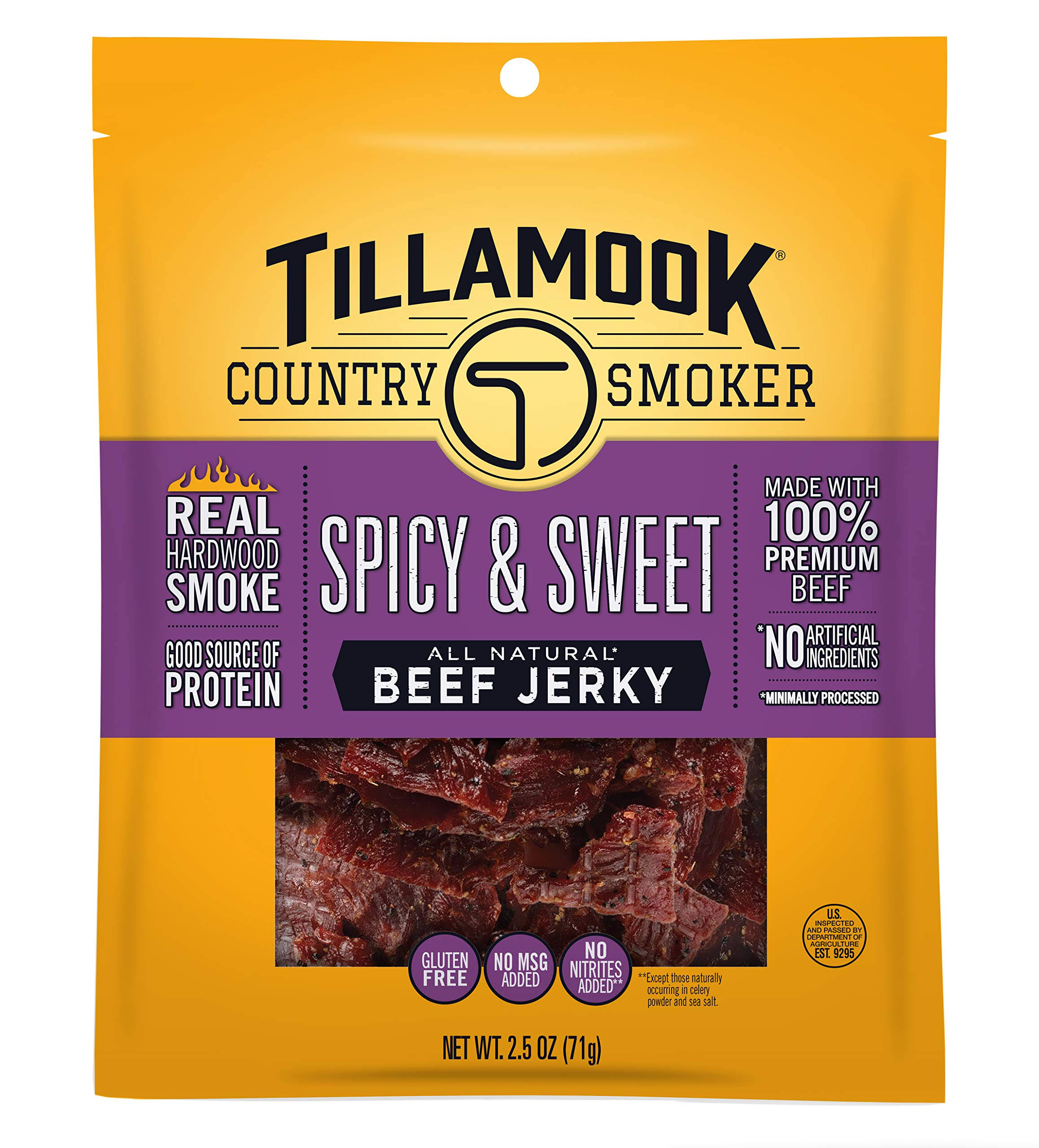 Tillamook Country Smoker Beef Jerky, Spicy & Sweet - 2.5 oz