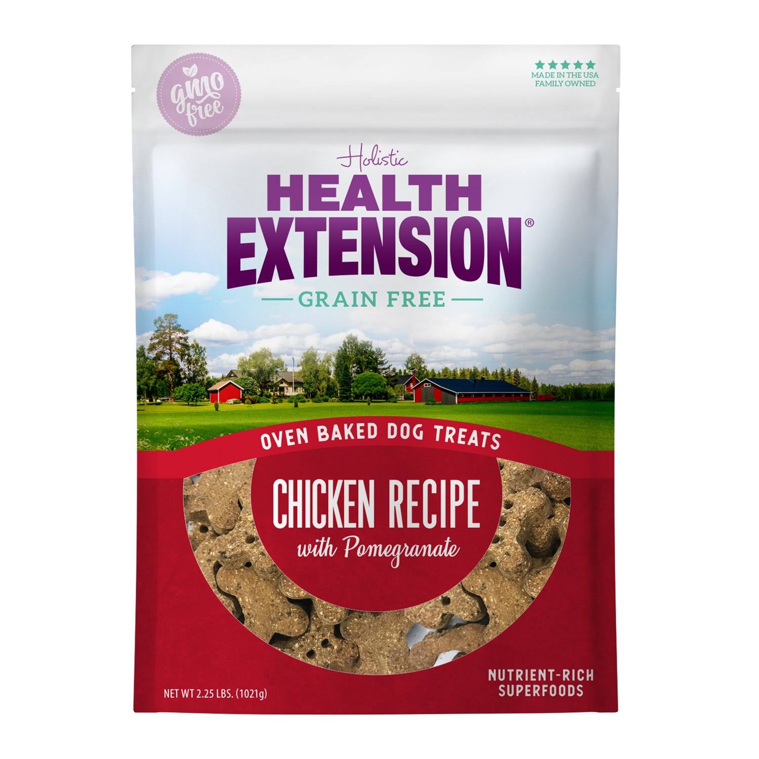 Health Extension Oven Baked Chicken Recipe with Pomegranate Grain Free Dog Treats 2.25 lb