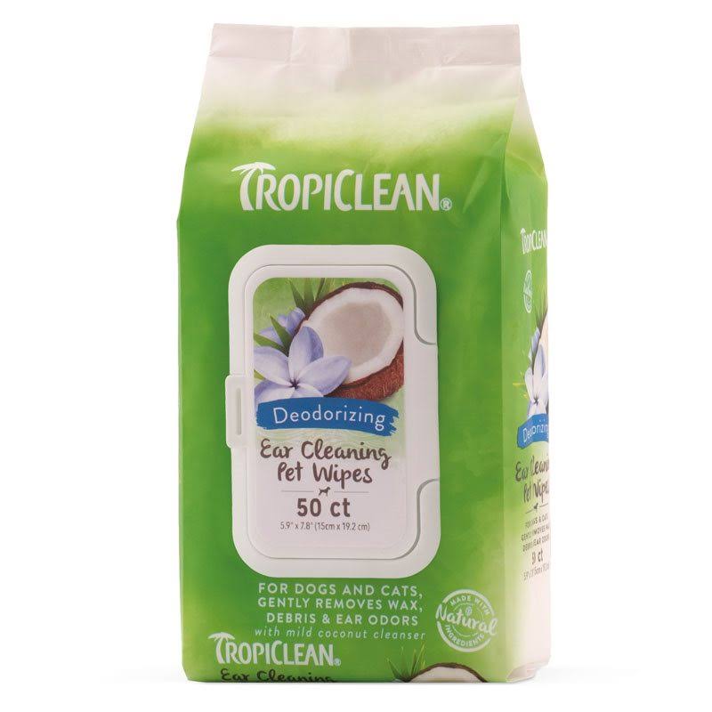 TropiClean Ear Cleaning Dog Wipes - 50 Count