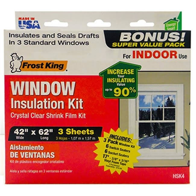 Window Insulation Kit, 3 pk. Window Sheets, 12 pk. Switch Plate / Outlet Sealers, Thermwell, HSK4