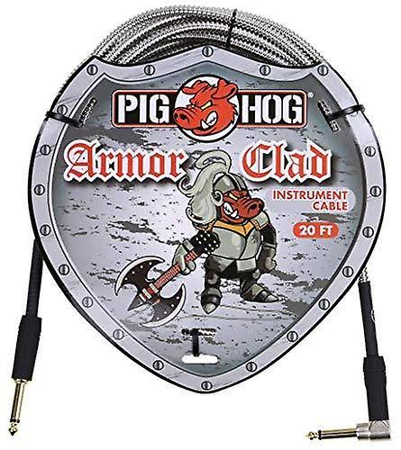 Ace Products Group Pig Hog phac-20r Armor Clad Right-Angle 1/4" to 1/4" Guitar Instrument Cable, 20 Feet