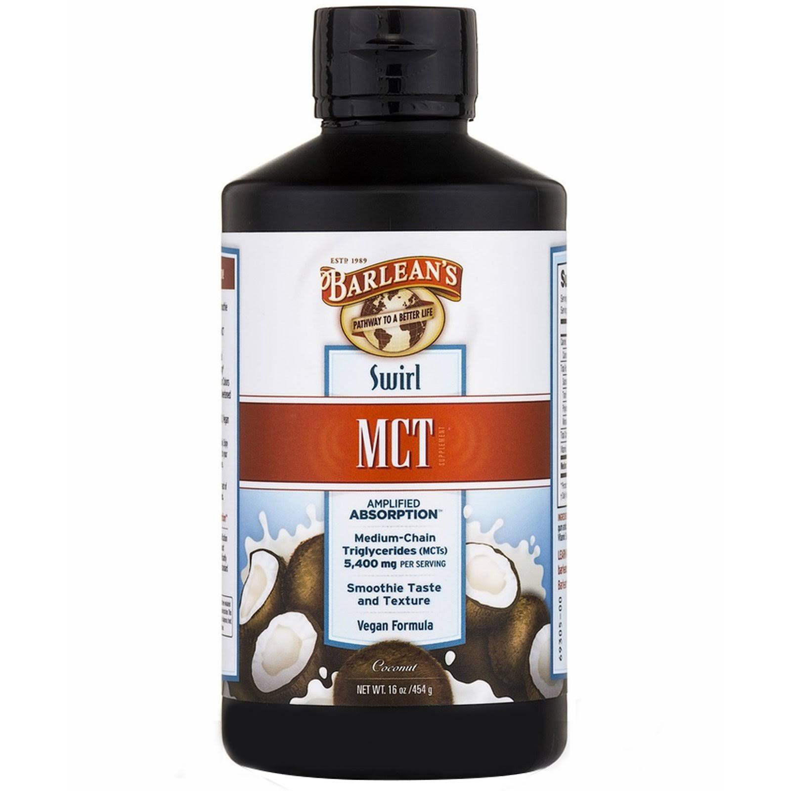Barleans Organic Oils Coconut MCT Swirl Supplements - 16oz