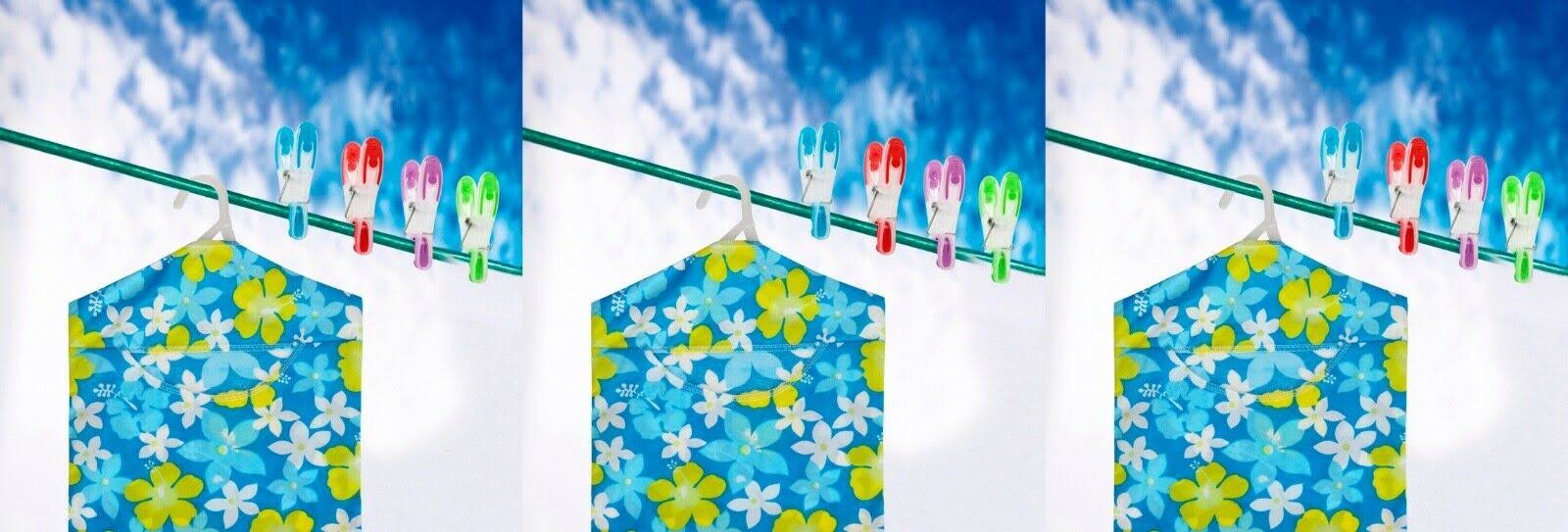 2x SupaHome Floral Clothes Washing Line Laundry Hanging Peg Storage Bag Hook