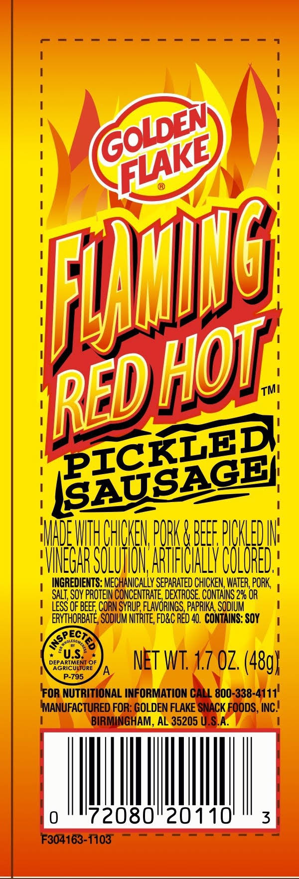 Golden Flaming Red Hot Pickled Sausage