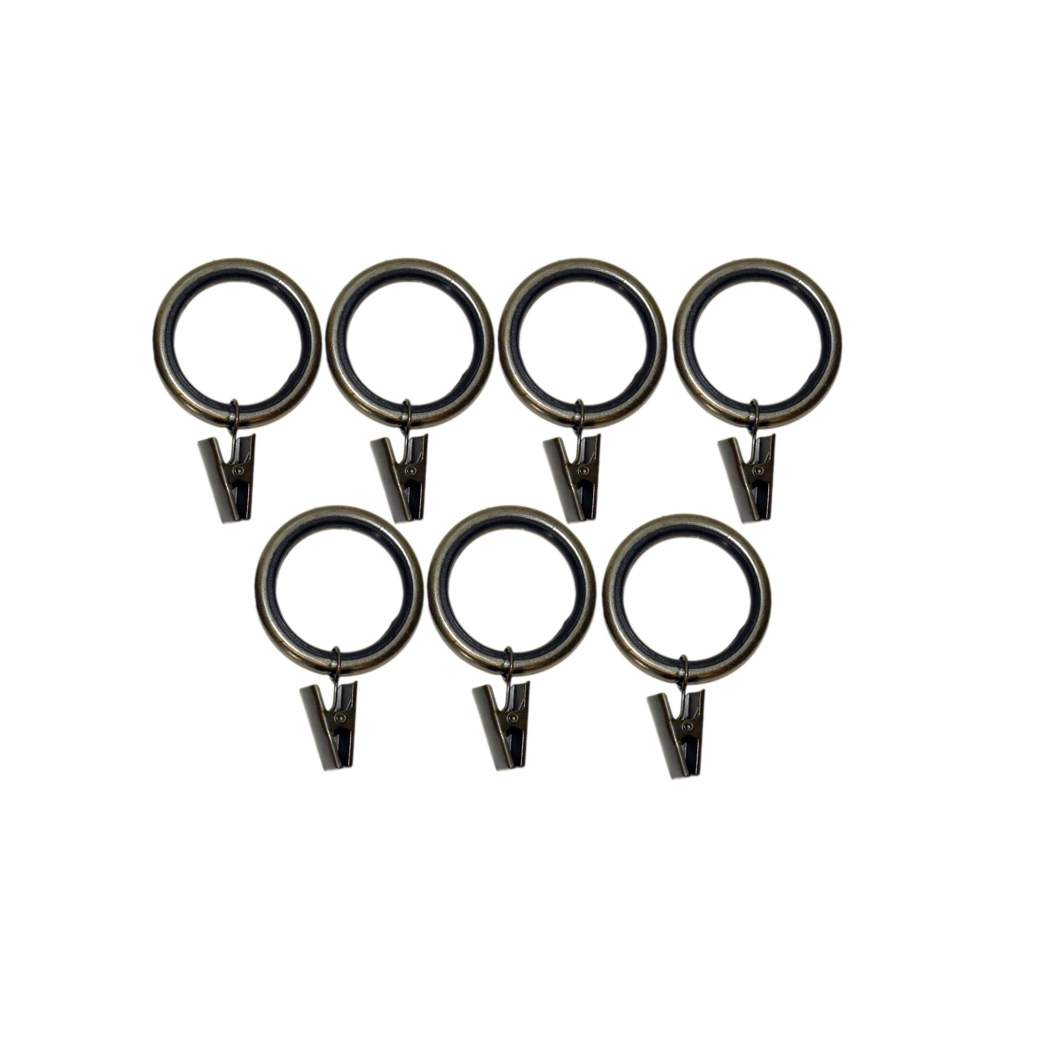 Versailles Home Fashions Curtain Clip Rings, Set of 7 - Antique Brass