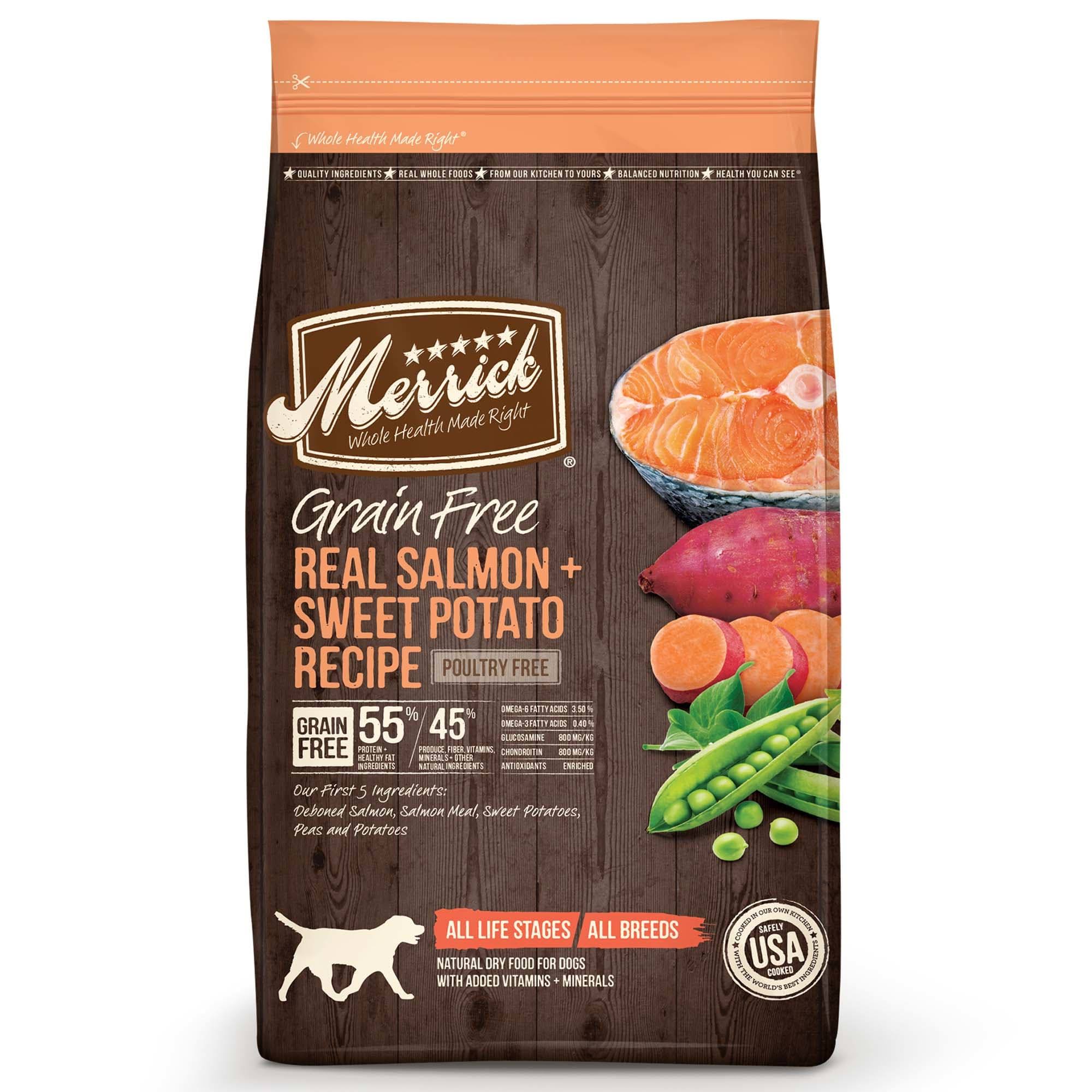 Merrick Grain Free Real Salmon + Sweet Potato Recipe Dry Dog Food - 4lbs