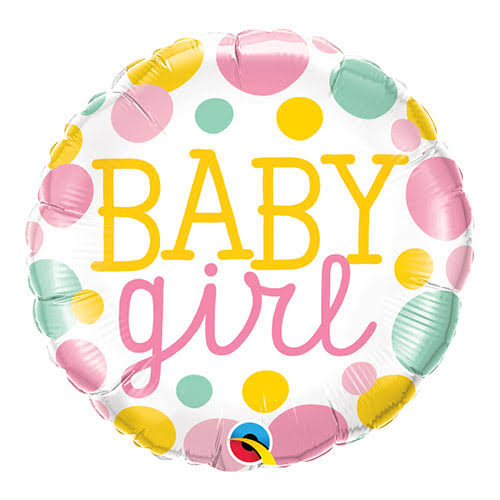 Baby Girl Dots Qualatex 18 Inch Foil Balloon
