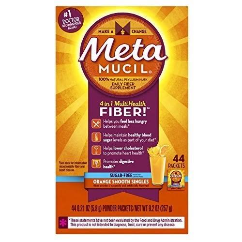 Metamucil Multihealth Fiber Singles - Orange Smooth , 44 Powder Packets, 257g