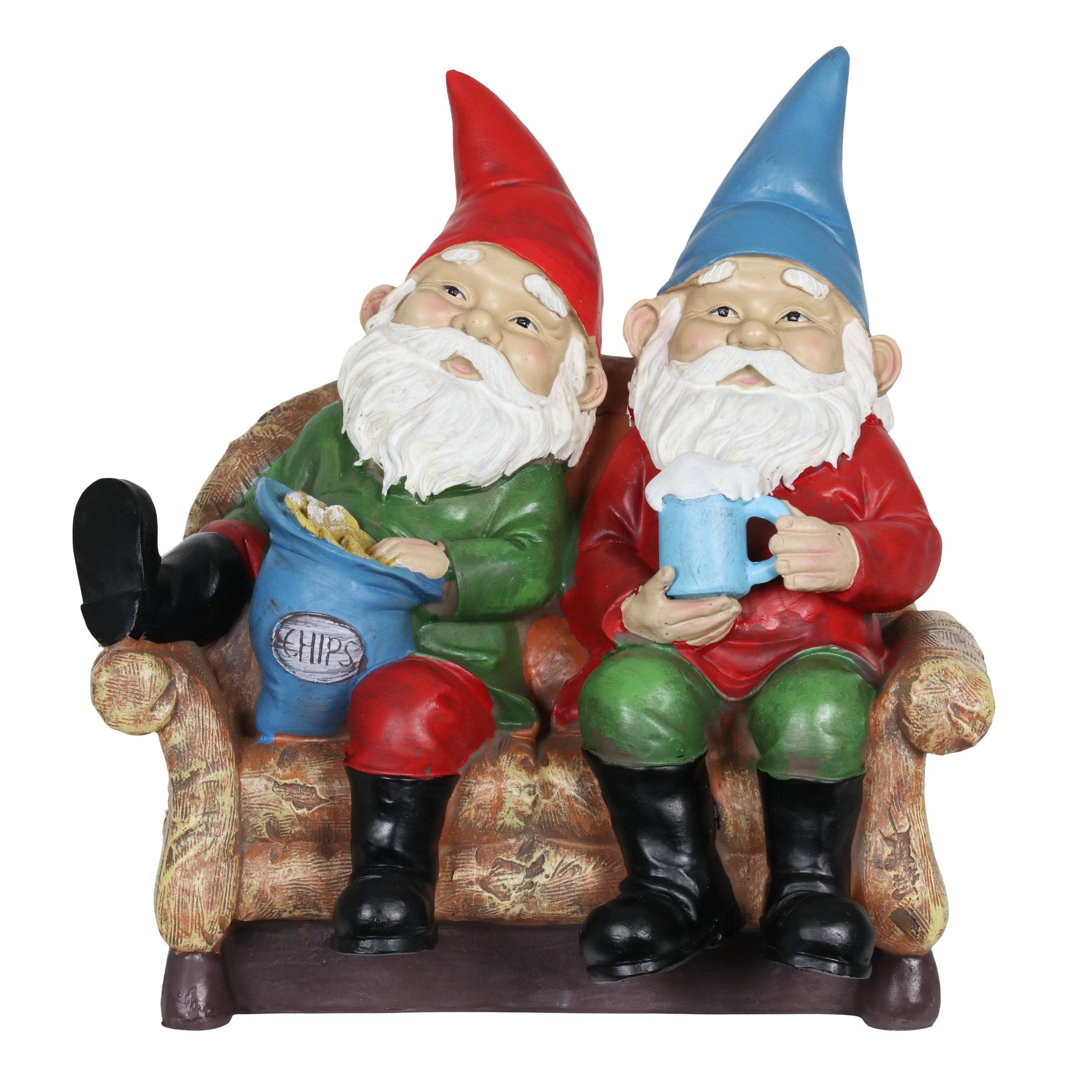 Exhart 16629-rs Solar Good Time Couch Potato Gnomes