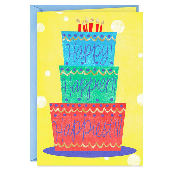 Hallmark Birthday Card, Happy, Happier, Happiest Birthday Card