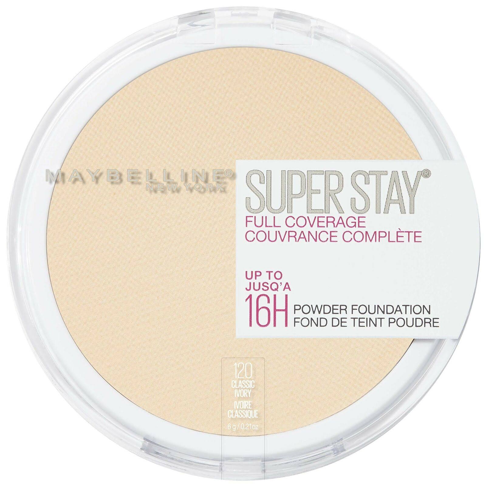 Maybelline New York Super Stay Full Coverage Powder Foundation - Matte Finish, Classic Ivory, 0.18oz