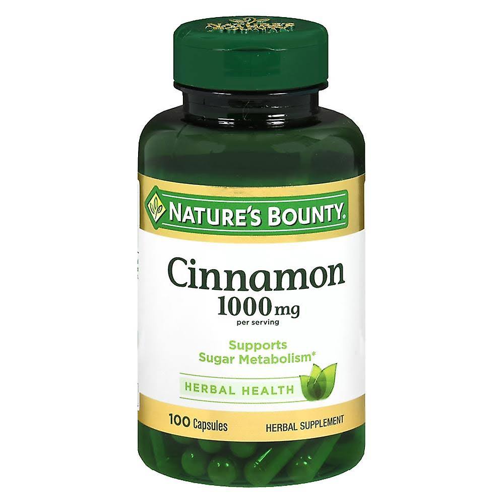 Nature's Bounty Cinnamon 1,000mg Herbal Supplement - 100 Capsules