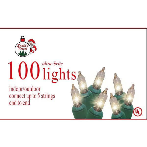 Santas Forest 876110610 00601 Mini Clear Traditional Light Set - 100 Count