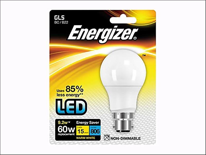 ENERGIZER 9.2W 60W GLS E27 LED LIGHT BULB WARM WHITE 2700K 806lm EDISON SCREW