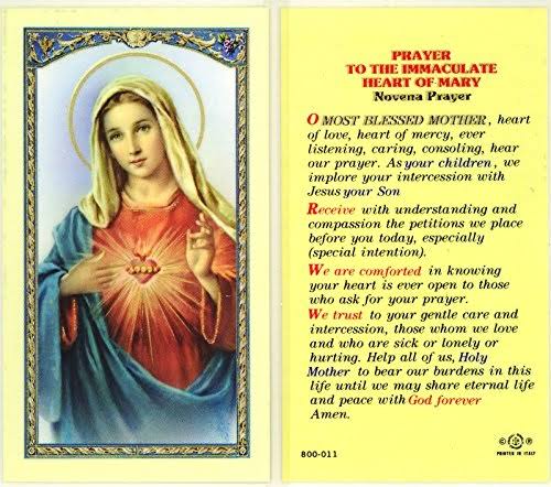 Novena Prayer to The Immaculate Heart Mary Holy Card