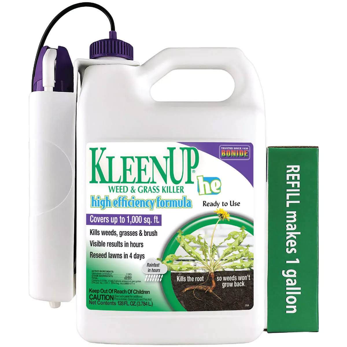 Bonide KleenUP 759 Weed and Grass Killer Ready-to-Use with Power Wand, Liquid, Off-White/Yellow, 1 Gal 3 Pack