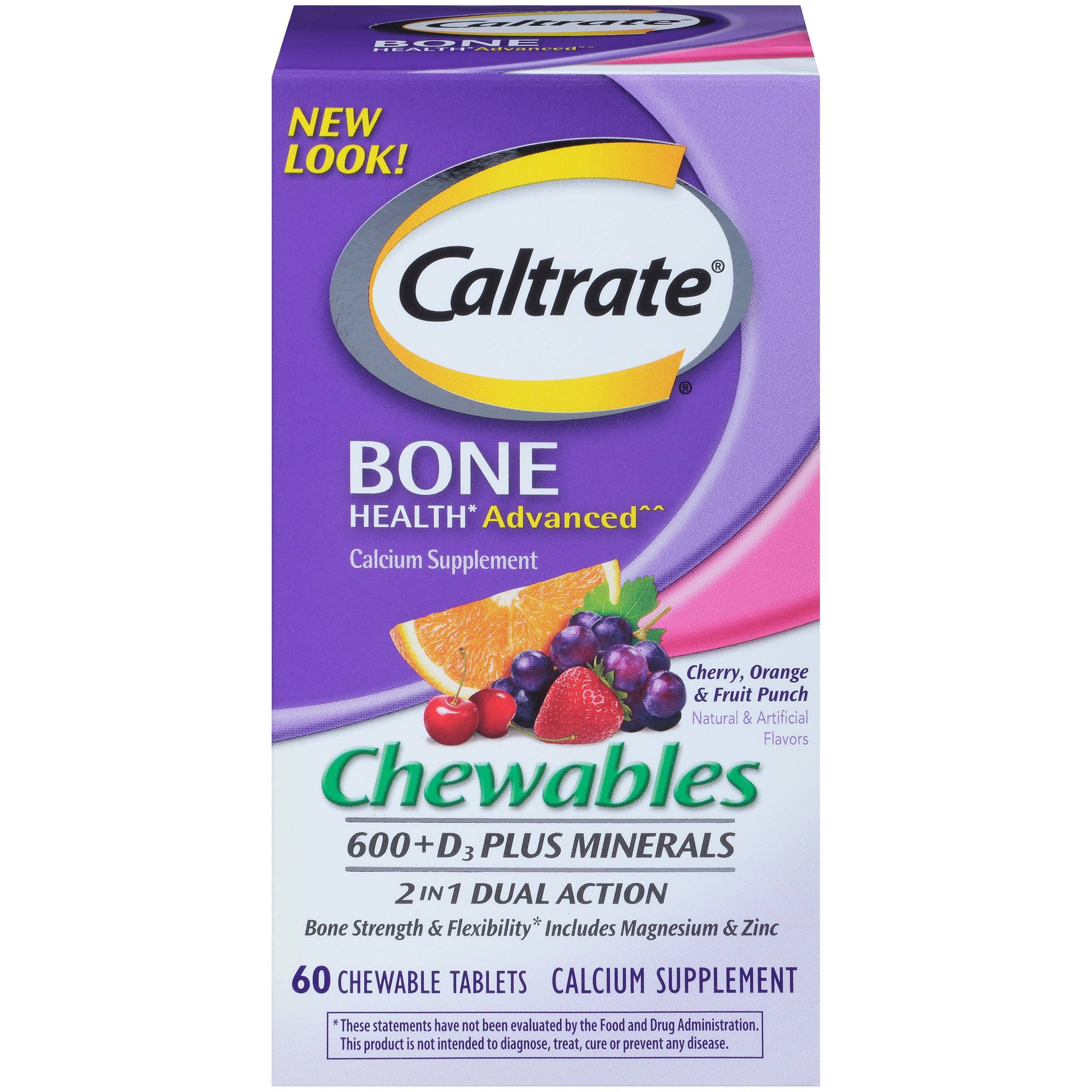 3 Caltrate Calcium & Vitamin D3 Plus Minerals - 60 Chewables Tablets