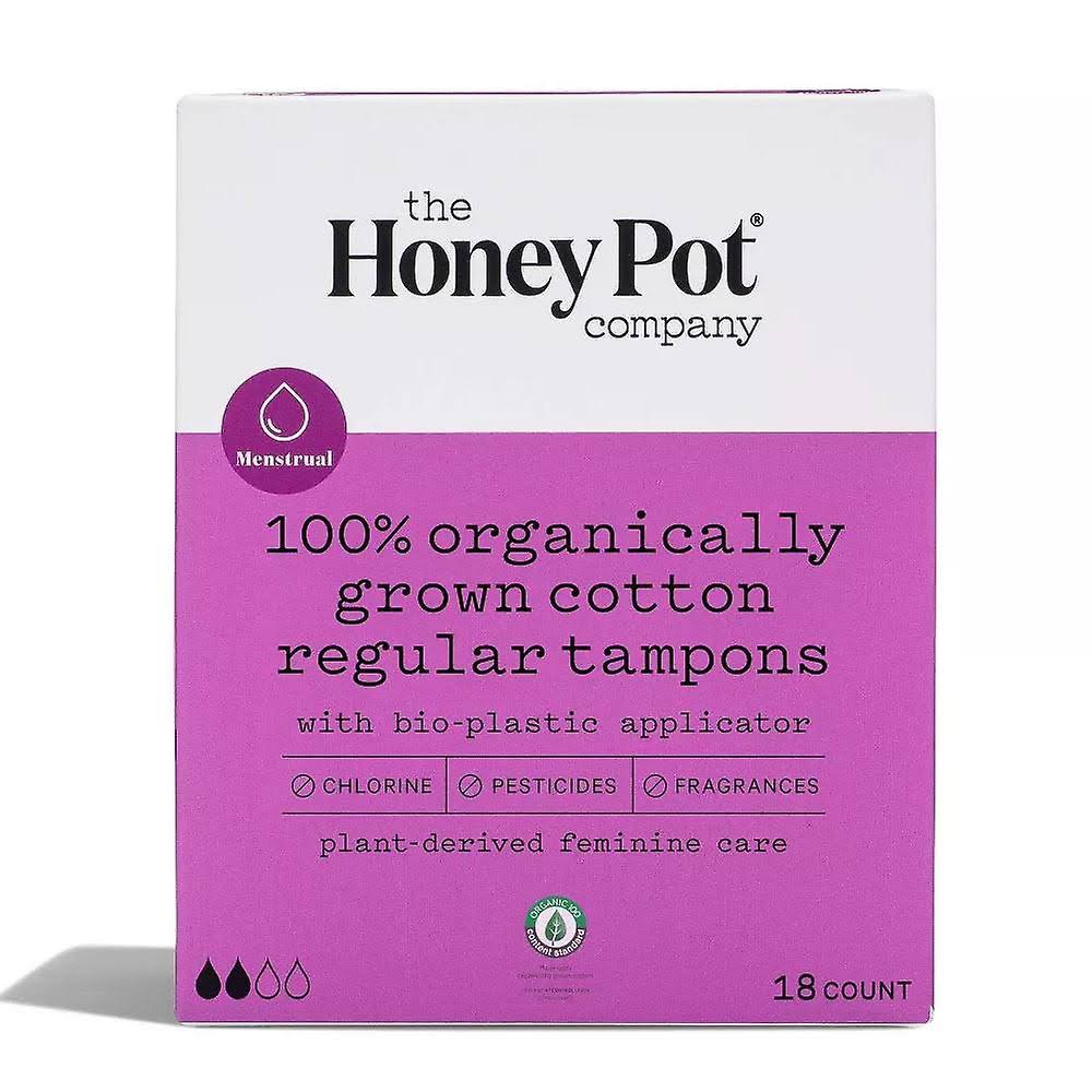 The Honey Pot Company Regular Organic Cotton Tampons 18 Count