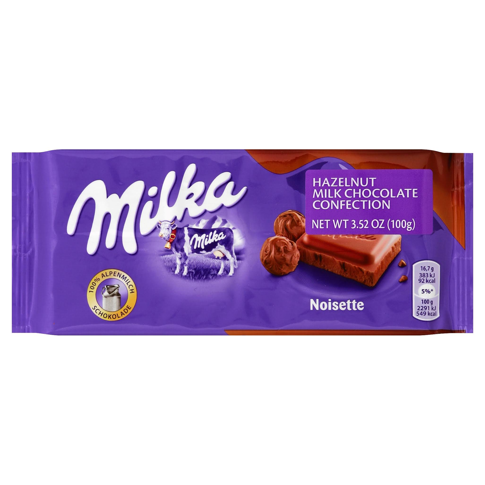 Milka Milk Chocolate Confection - Hazelnut, 100g