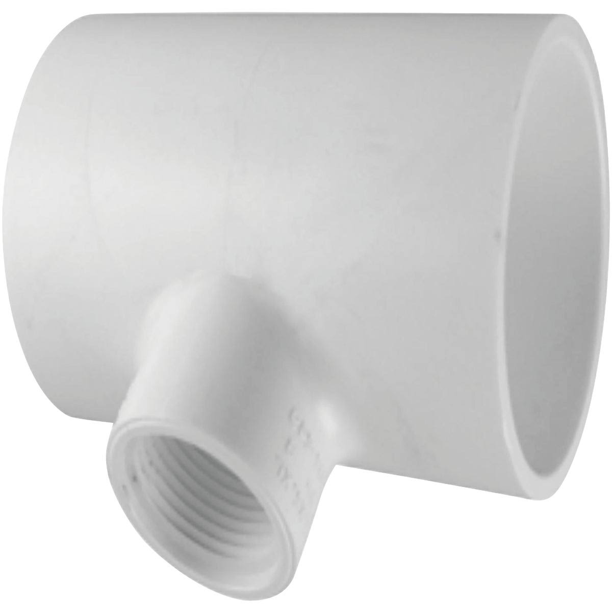 Schedule 40 PVC Pressure Pipe Fitting, Reducing Tee, White, 1 x 1 x 1/2-In.