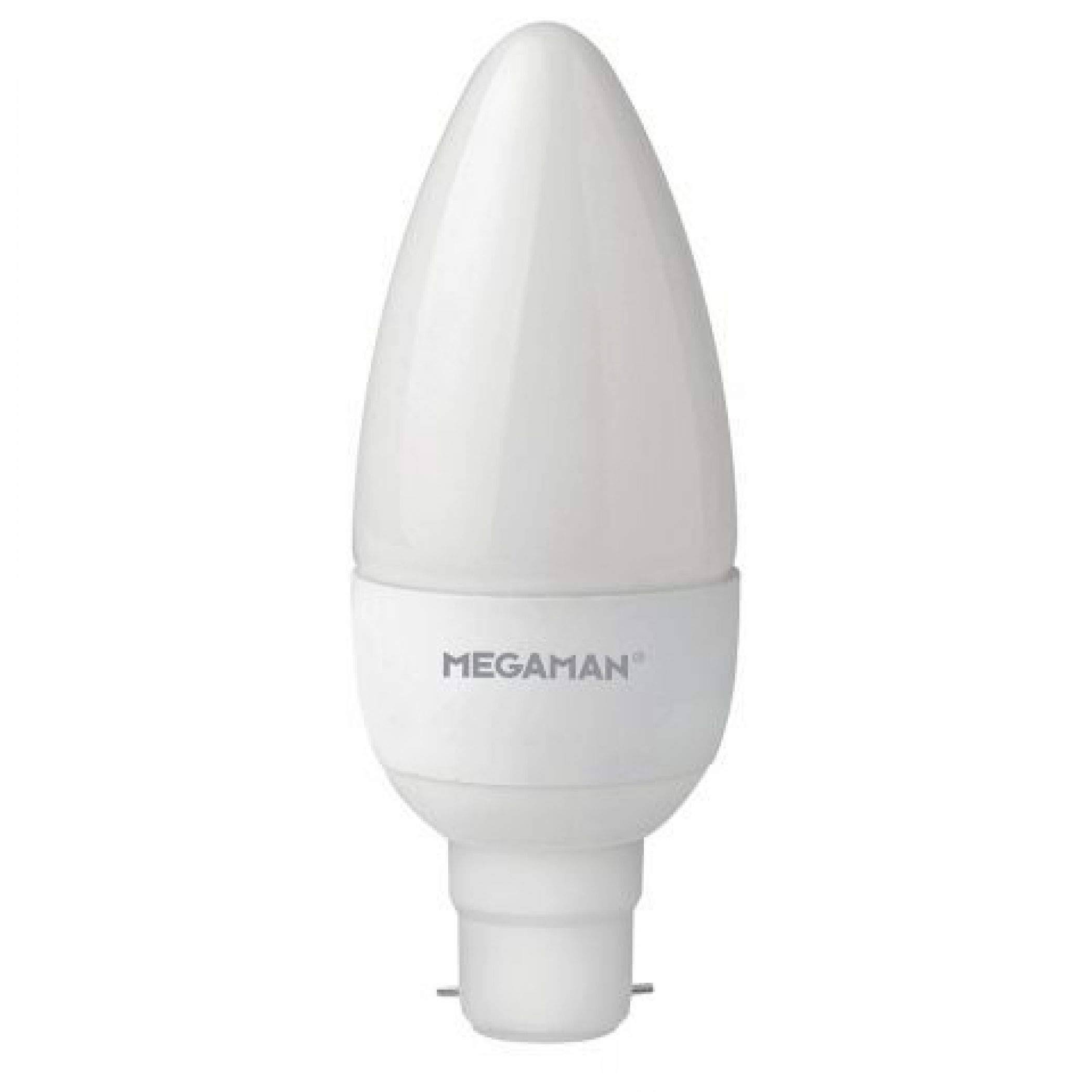 Megaman 143314 LED Candle Light Bulb Opal B22 BC 2800K Warm White 5.5W