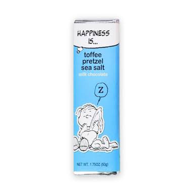 Peanuts Linus - Happiness Is... Milk Chocolate Toffee Pretzel Sea Salt Bar - Each