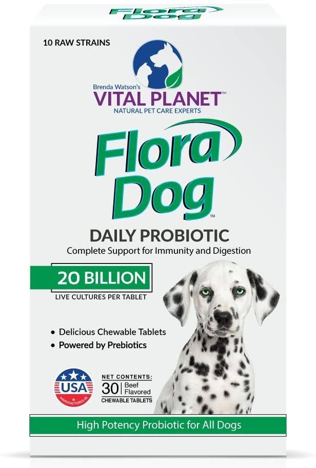 Vital Planet Flora Dog Daily Probiotc Supplement - 30 Chewable Tablets