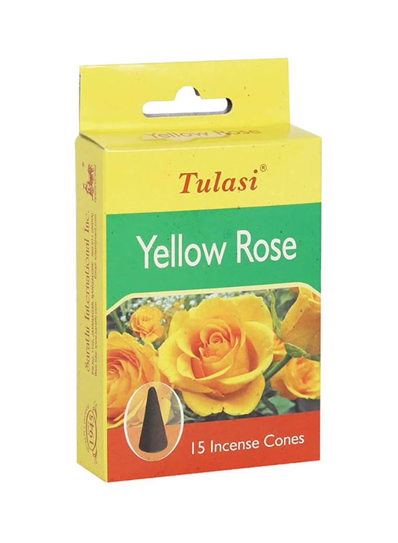 Tulasi Yellow Rose Incense Cones - 15 Cones with Holder