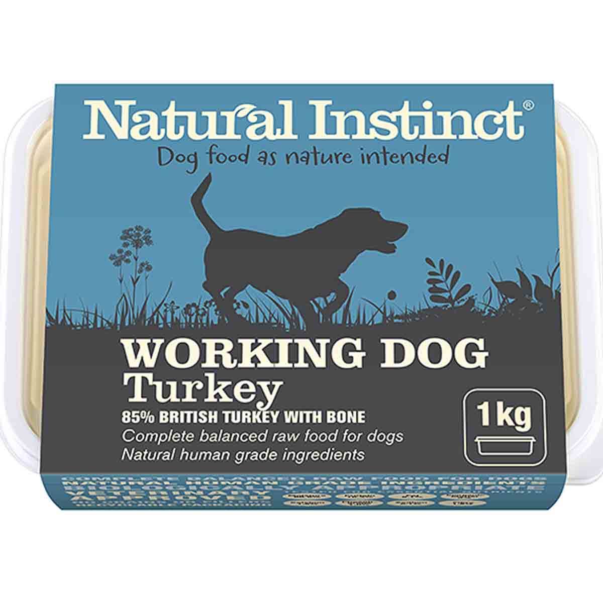 Natural Instinct Raw Dog Food Working Turkey 1kg