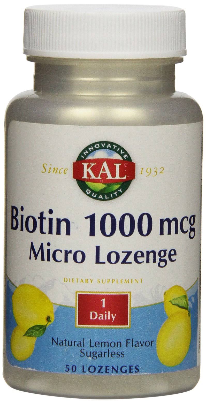 Kal Biotin Lozenge Supplement - Lemon, 1000mcg, 50ct