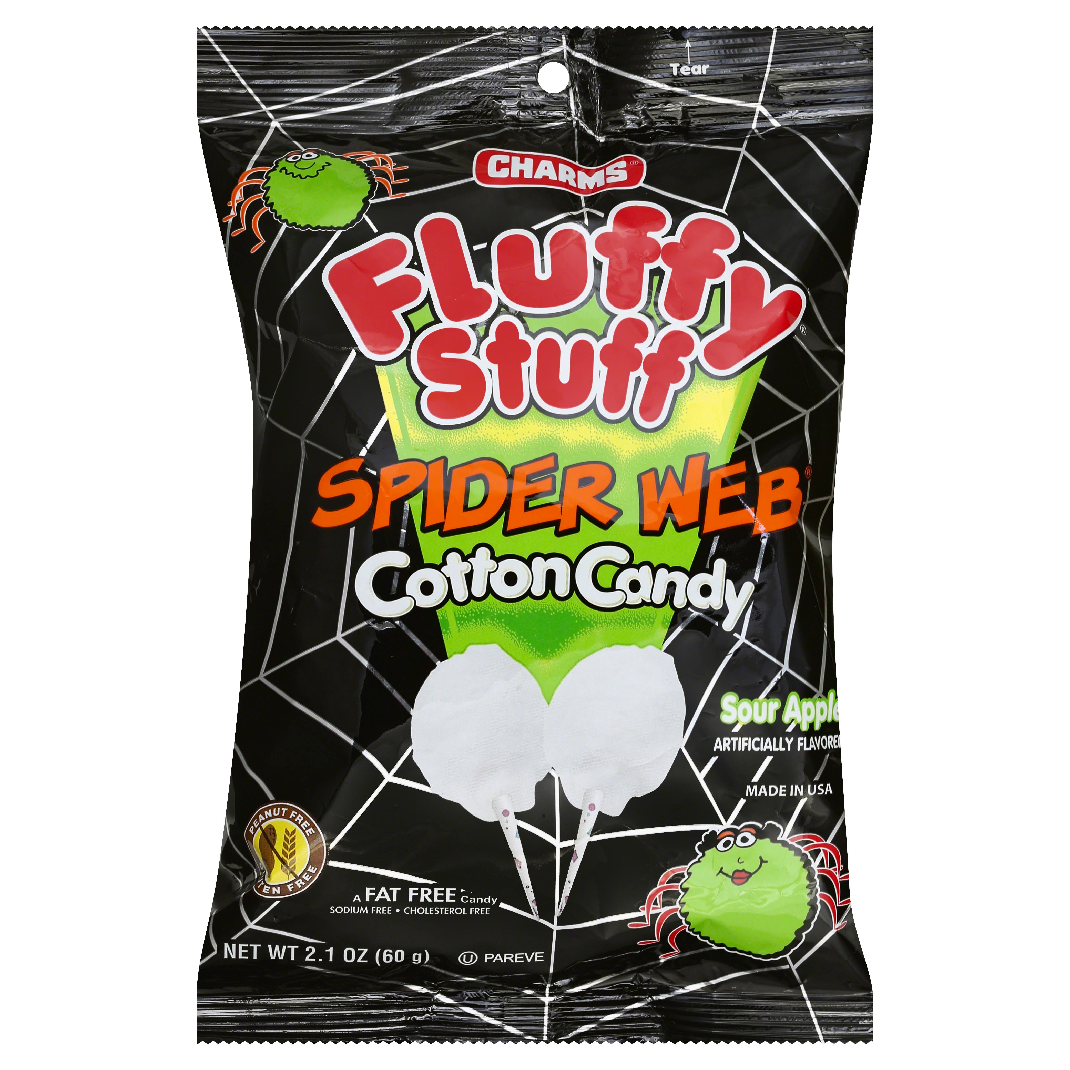 Charms Fluffy Stuff Spider Web Halloween Cotton Candy Sour Apple - 2.1oz, 2pk