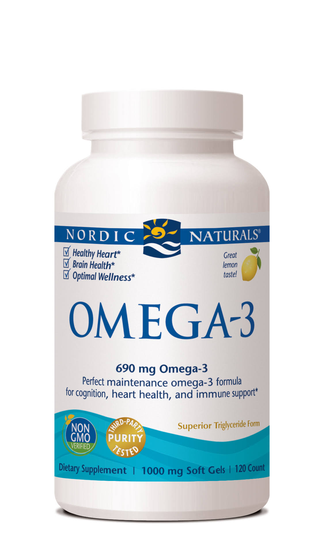 Nordic Naturals Omega-3 Softgels, Lemon, 100 mg - 120 count
