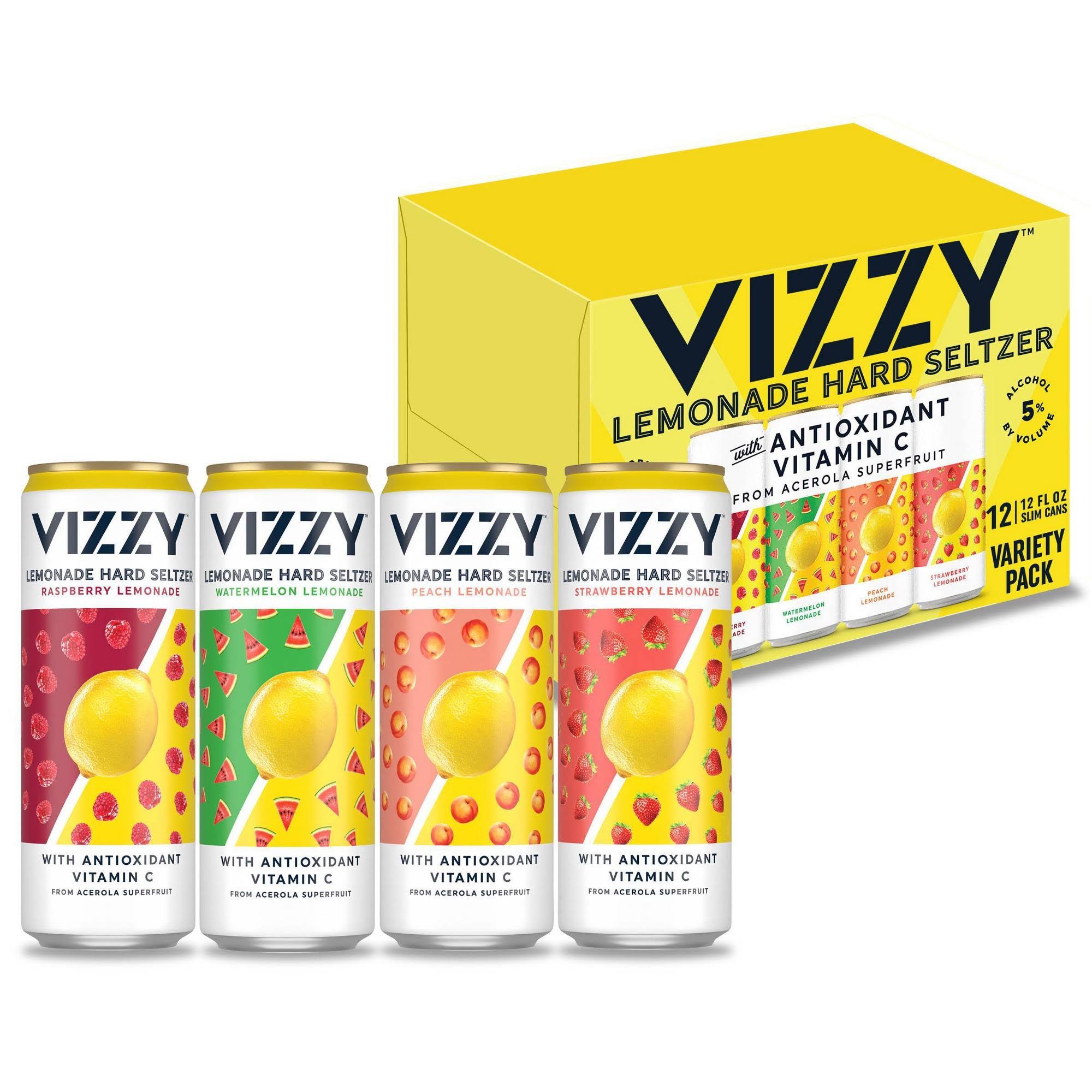 Vizzy Hard Seltzer, Lemonade, Variety Pack, 12 Pack - 12 pack, 12 fl oz slim cans