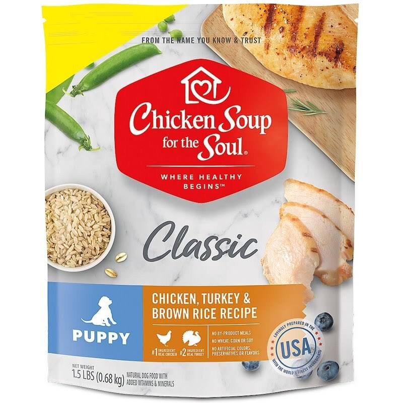 Chicken Soup for The Soul Puppy Chicken, Turkey & Brown Rice Recipe Dry Dog Food, 1.5-lb