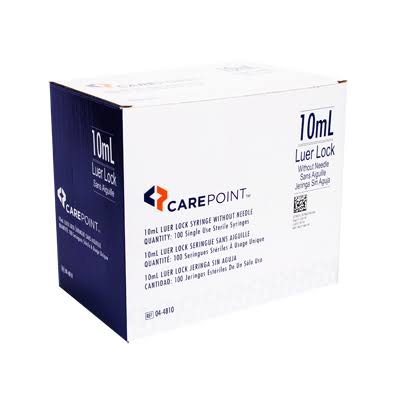 CarePoint Luer Lock Syringe Without Needle - 10ml - 100 ct - 04-4810