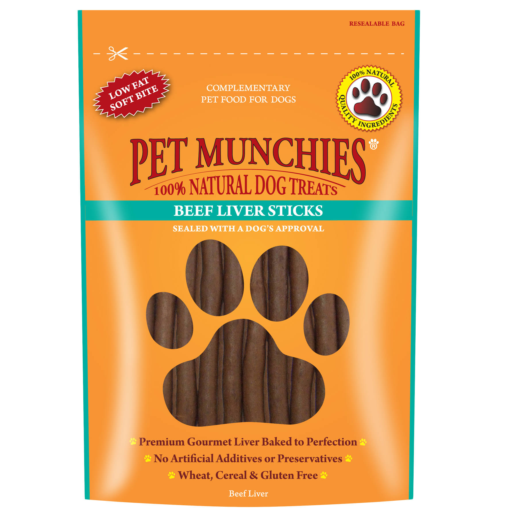 Pet Munchies 100% Natural Dog Treats - Beef Liver, 8 sticks 