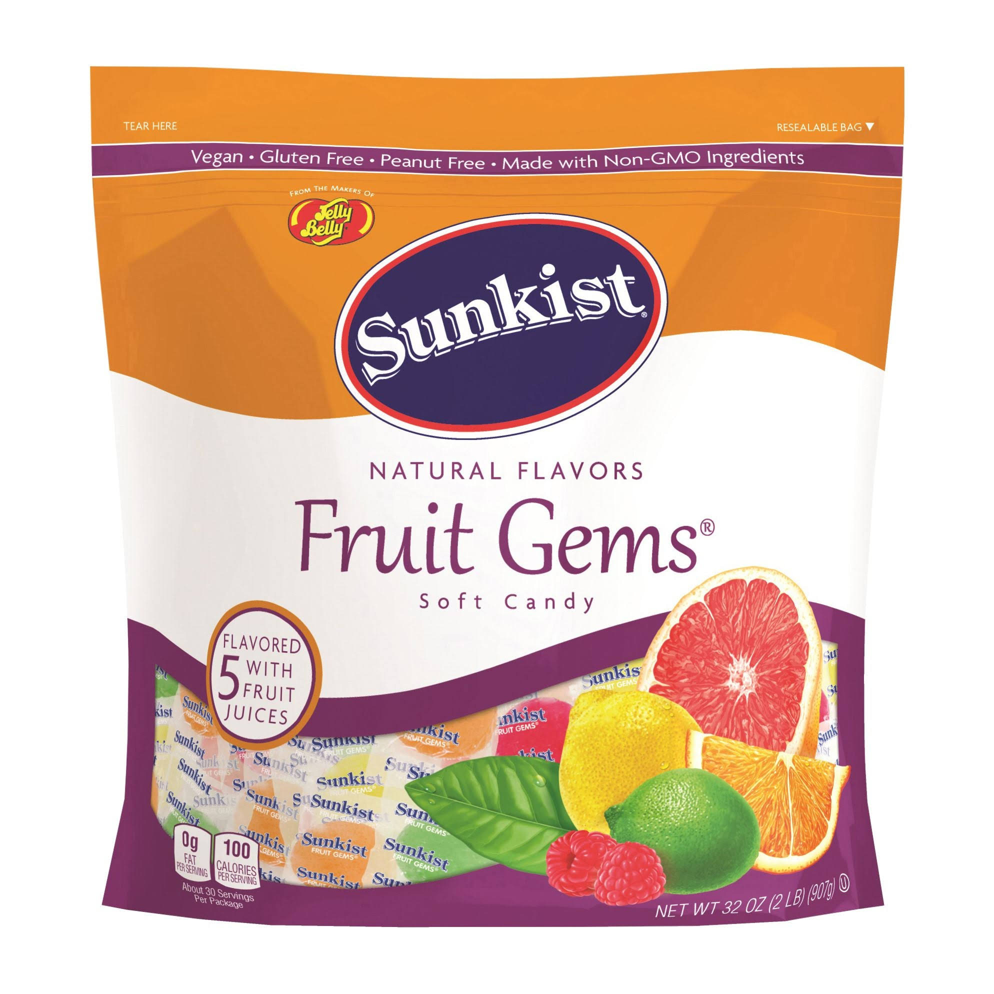 Sunkist Fruit Gems Soft Candy - Assorted Flavor, 2lbs