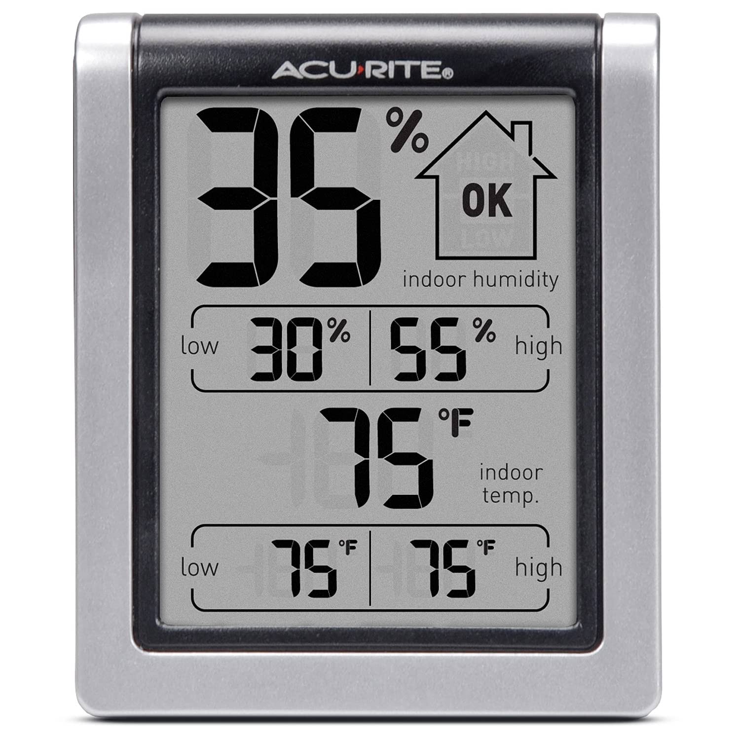 AcuRite 00613A1 Thermometer Temperature Weather Indoor Digital Humidity Monitor - Black/Silver