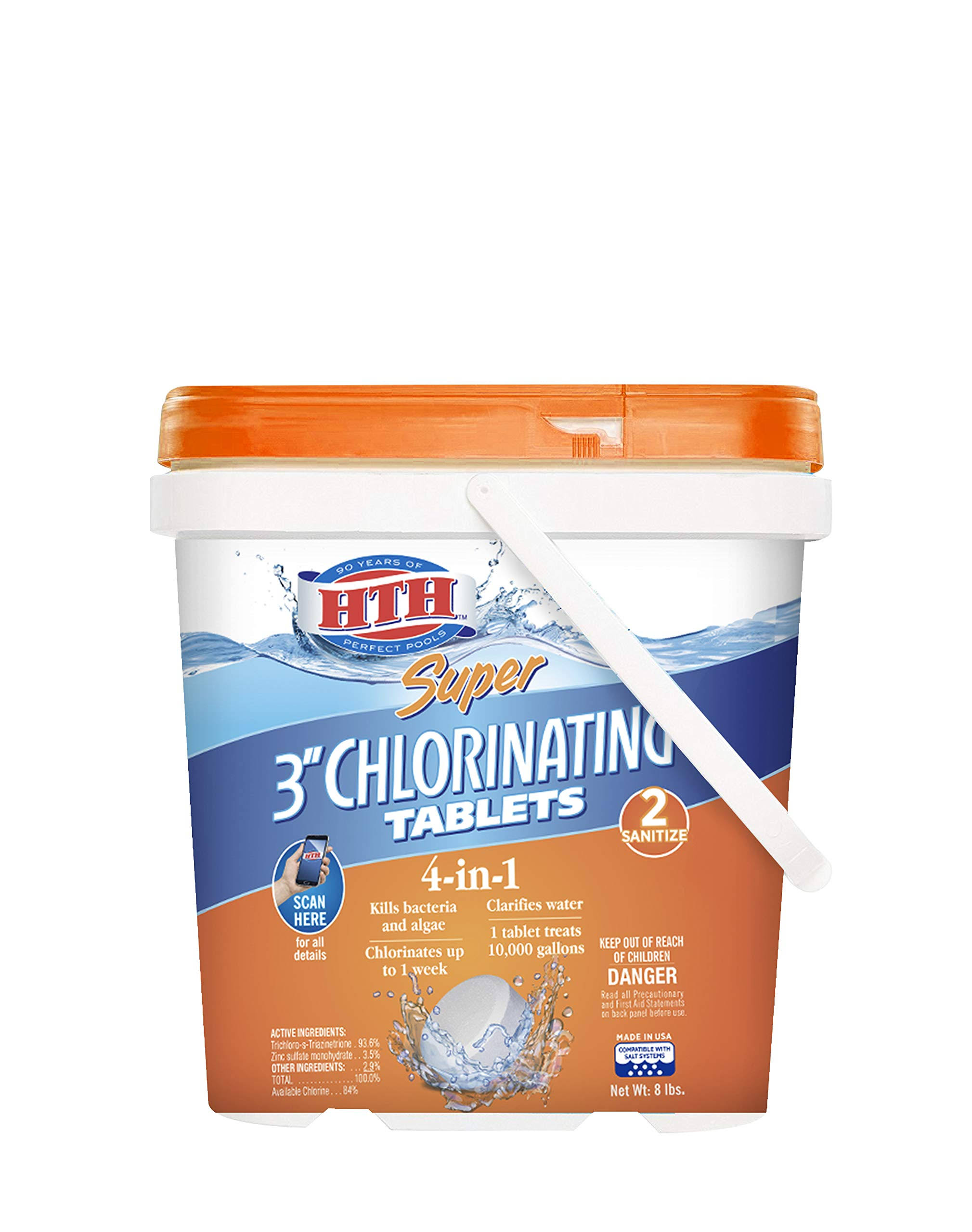 Hth 42037 Super 3" Chlorinating Tablets Swimming Pool Chlorine, 8 lbs