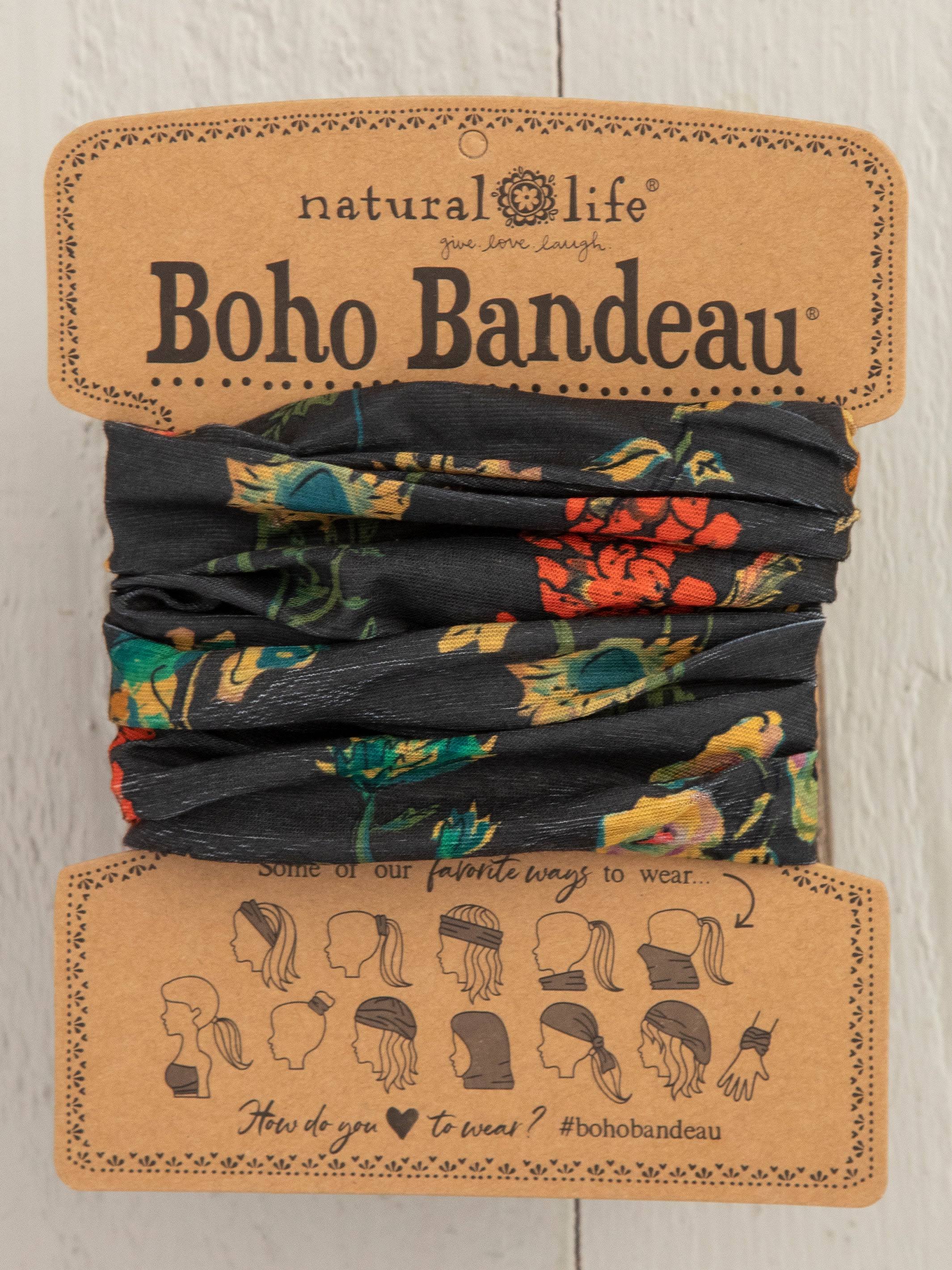 Natural Life Boho Bandeau Headband - Charcoal Floral