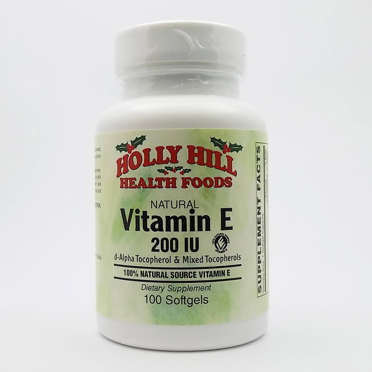 Holly Hill Health Foods, Vitamin E 200 IU, 100 Softgels