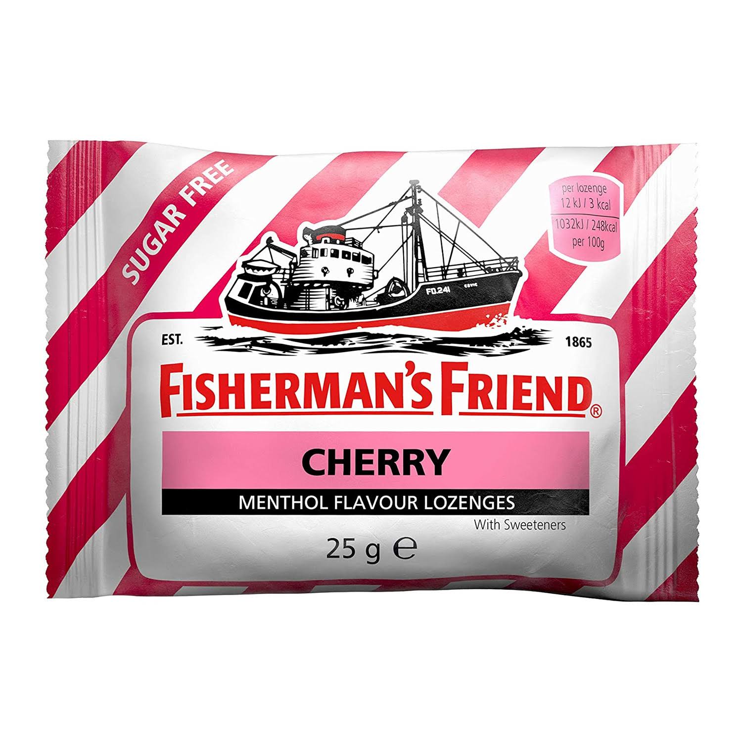 Fisherman’s Friend Lozenges - Cherry Menthol Flavour ,with Sweeteners, 25g