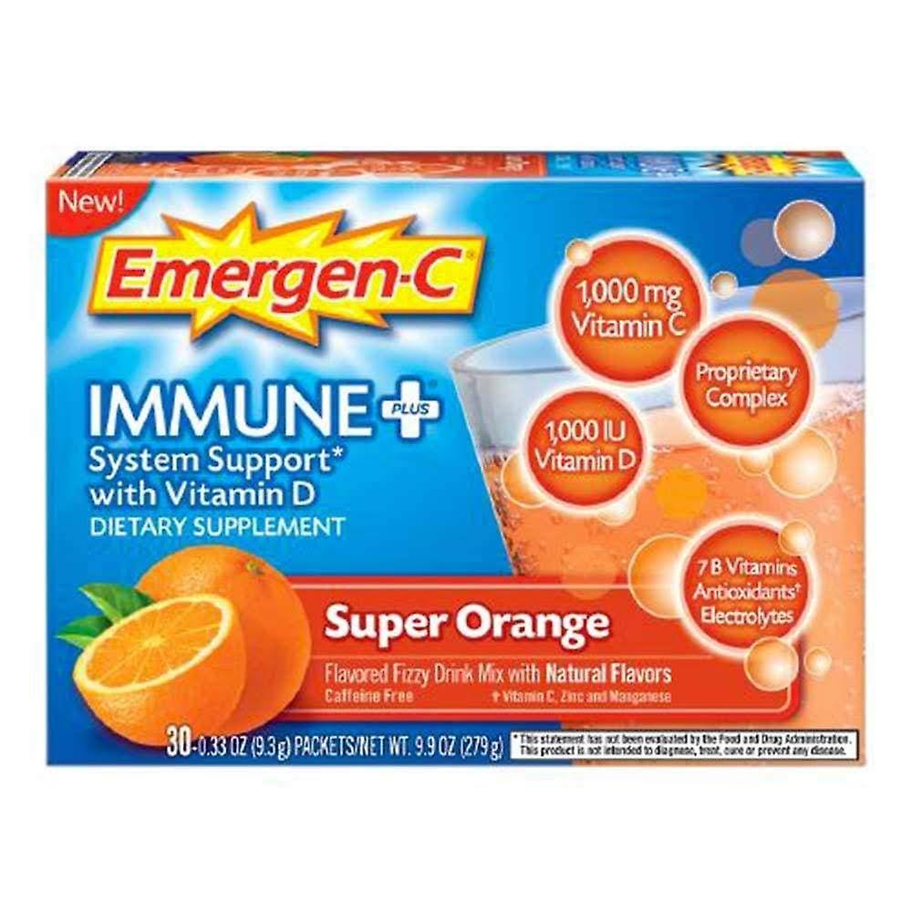 Emergen-C Immune Plus System Support with Vitamin D - Super Orange, 30 Packets