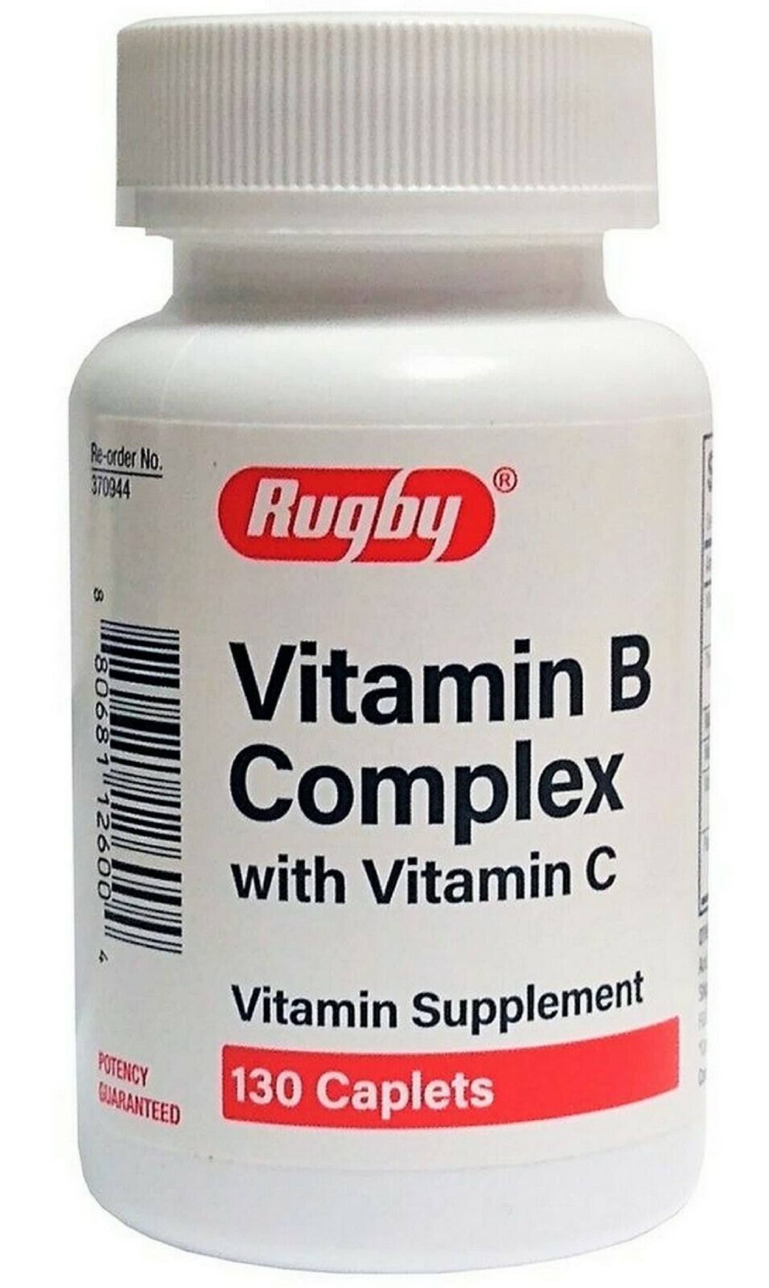 Rugby Vitamin B Complex with Vitamin C Vitamin Supplement 130 Caplets