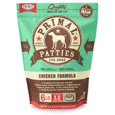 Primal Raw Frozen Patties Chicken Formula Dog Food, 6-lb
