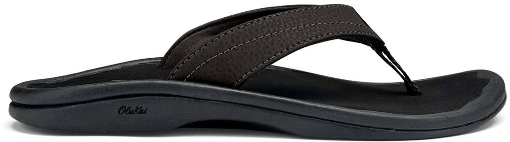 Olukai Men's Ohana Thong Sandals - Black, 8 US
