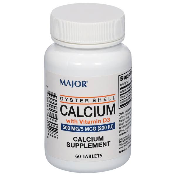 Major Pharm Oyster Shell Calcium - with Vitamin, 60ct