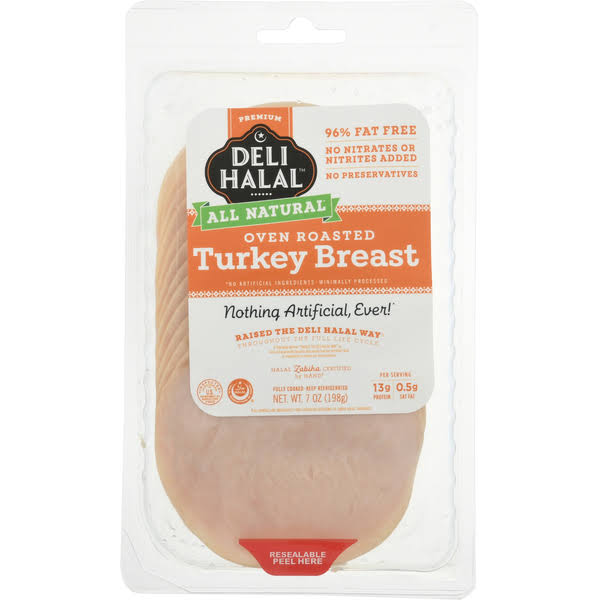 Deli Halal Turkey Breast, Oven Roasted, All Natural - 7 oz
