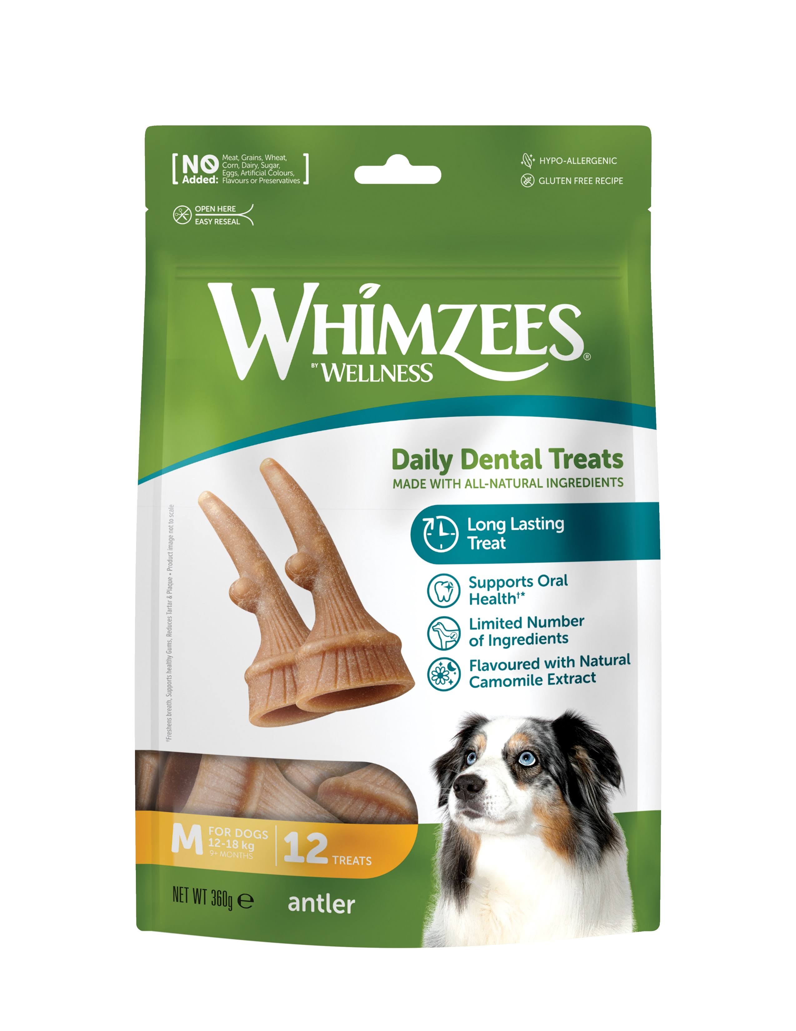 Whimzees Antler Medium Dog Treats - 12 Pack